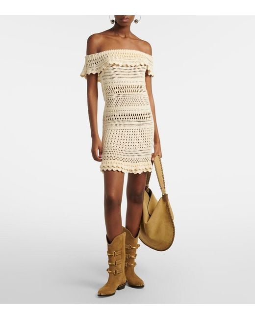 Isabel Marant Natural Zoa Crochet Cotton-Blend Minidress