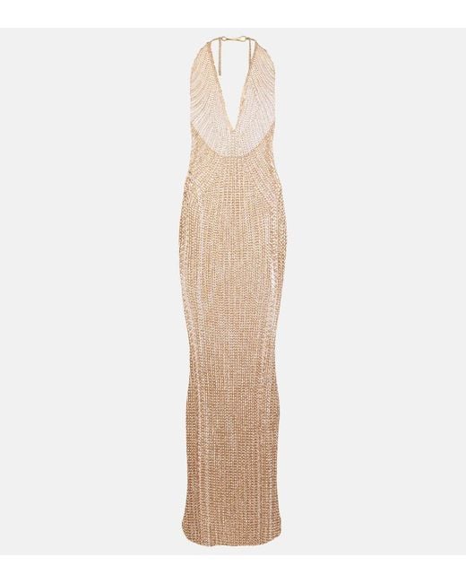 Tom Ford Natural Halterneck Chainmail Gown