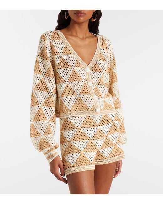 Anna Kosturova Natural Maija Crochet Cropped Cotton Cardigan