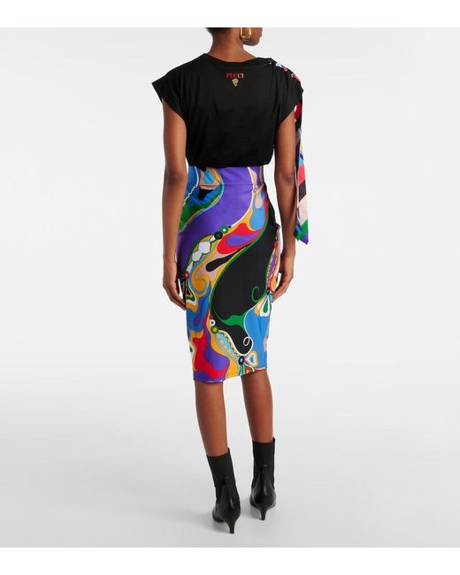 Emilio Pucci Blue Orchidee Pencil Skirt