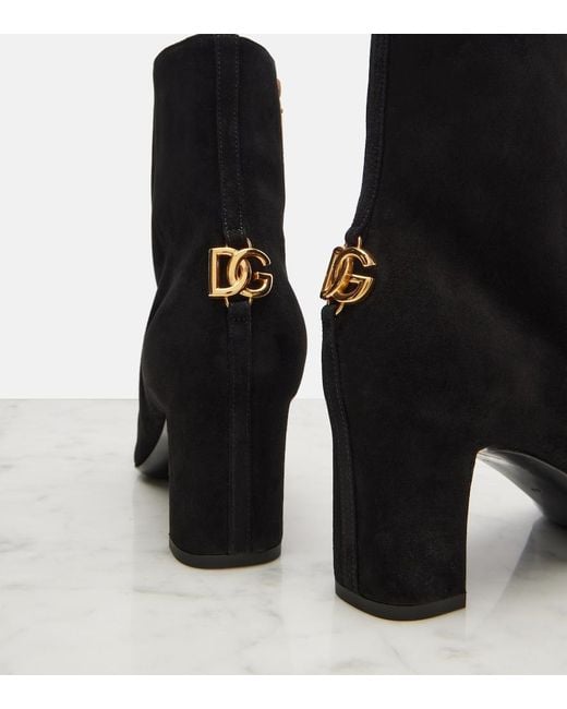 Dolce & Gabbana Black Dg Suede Ankle Boots