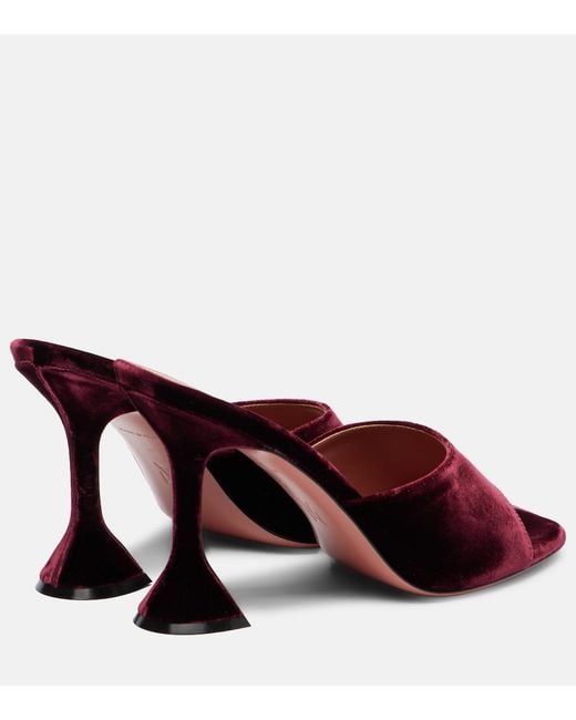 AMINA MUADDI Red Lupita 95 Velvet Mules