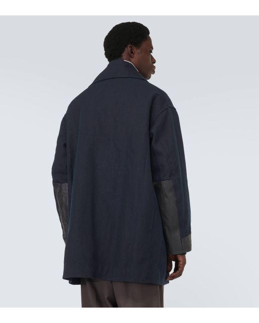 Manteau en serge de laine et lin Visvim pour homme en coloris Blue