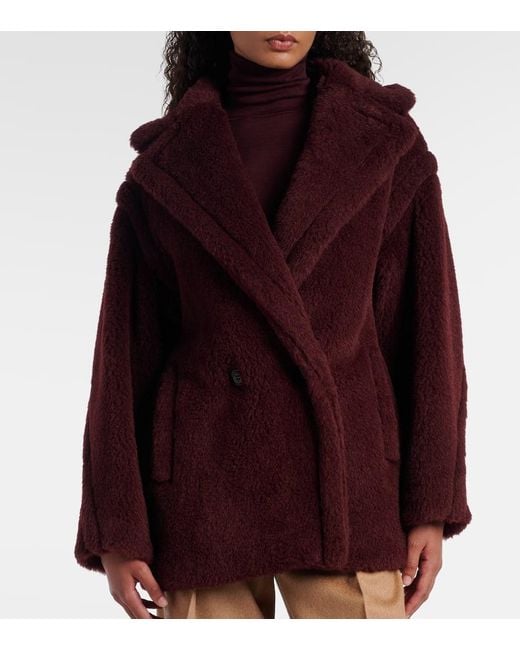 Max Mara Red Olga Apaca, Wool And Silk Peacoat
