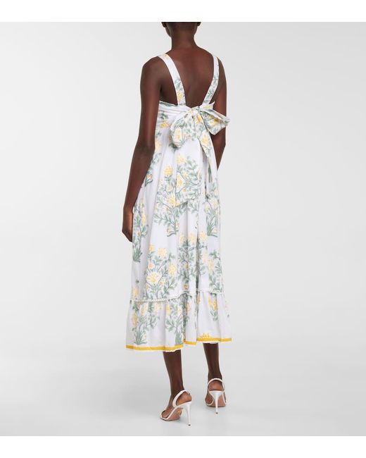 Vestido Midi De Algodon A Capas Floral Juliet Dunn de color Multicolor