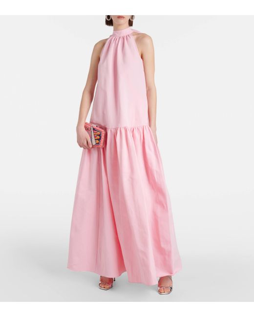 Robe longue Marlowe en coton melange Staud en coloris Pink