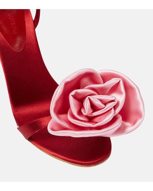 Magda Butrym Red Floral Satin Sandals
