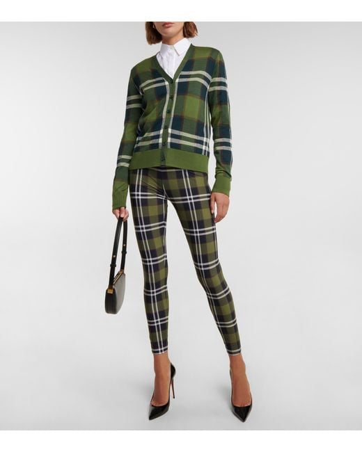Burberry Vintage Check Wool-blend Cardigan in Green | Lyst