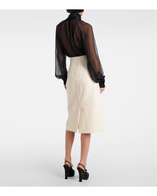Dolce & Gabbana White Virgin Wool Pencil Skirt