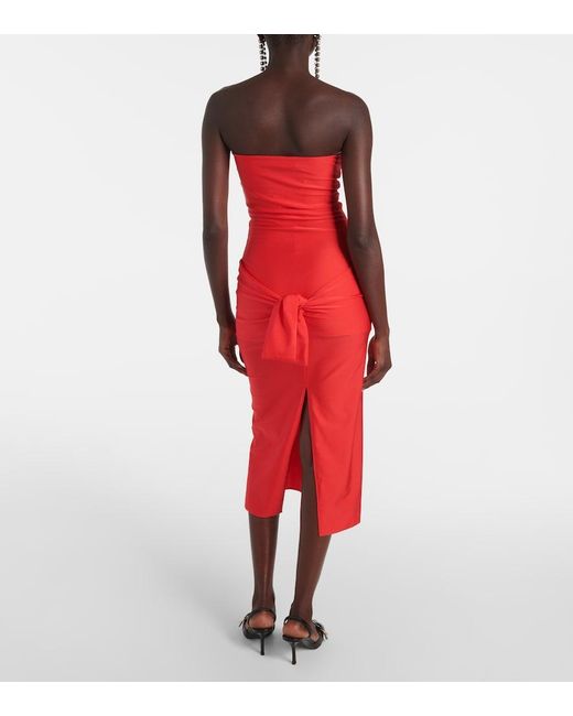 Coperni Red Gala Tie-Front Jersey Midi Dress