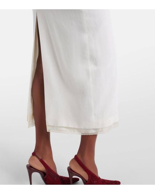 Magda Butrym White Lace-Trimmed Silk Corset Dress