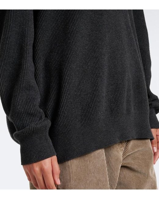 The Row Black Cotton And Cashmere Sweater