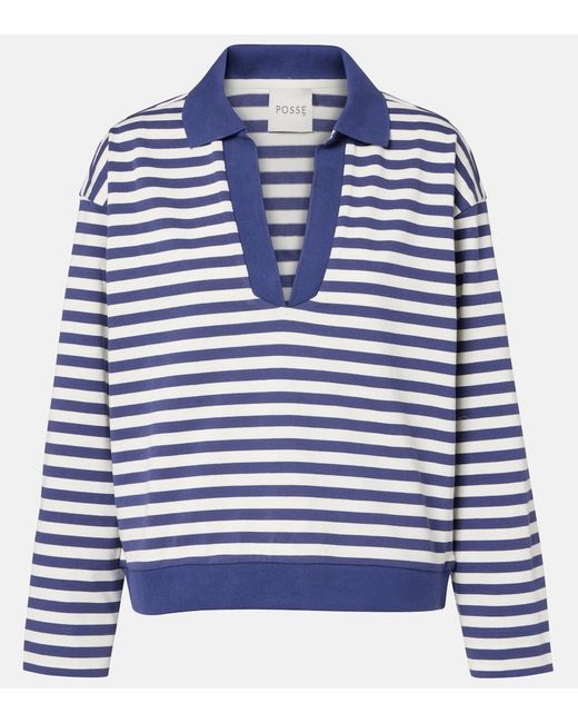 Posse Blue Haisley Striped Cotton Polo Shirt