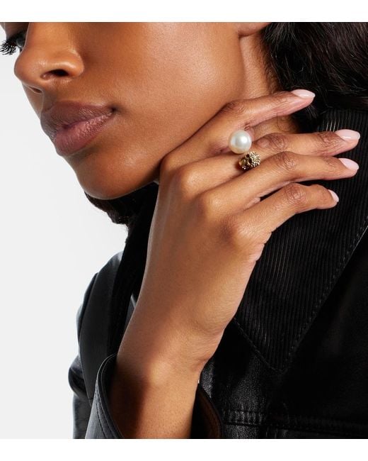 McQueen White Skull Embellished Ring