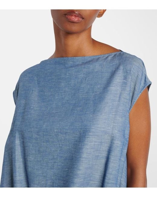 Vestido Corto De Chambray Alaïa de color Blue