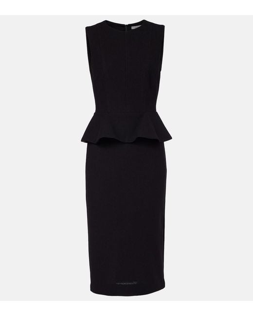 Max Mara Blue Jersey Peplum-Detail Midi Dress