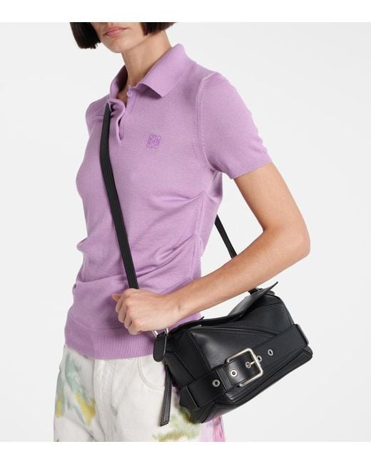Loewe Black Puzzle Biker Small Leather Tote Bag