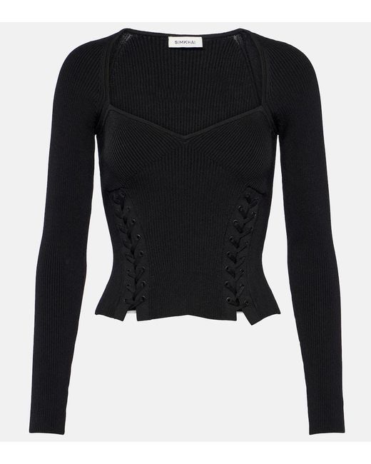 Jonathan Simkhai Black Daphane Lace-up Sweater