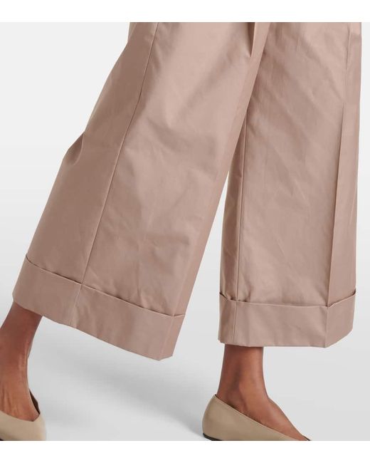 Pantaloni a gamba larga in misto cotone di Max Mara in Brown