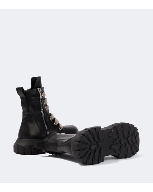 Rick Owens Black Jumbolace Army Leather Combat Boots for men