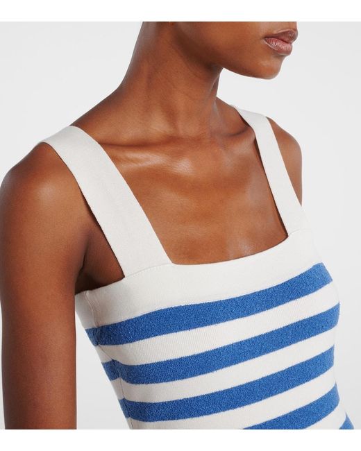 Vestido Largo Ari De Punto A Rayas Posse de color Blue