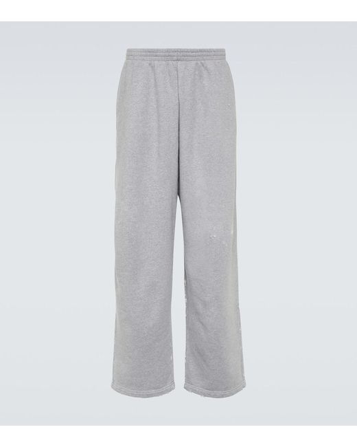 Pantalones deportivos de felpa de algodon Balenciaga de hombre de color Gray