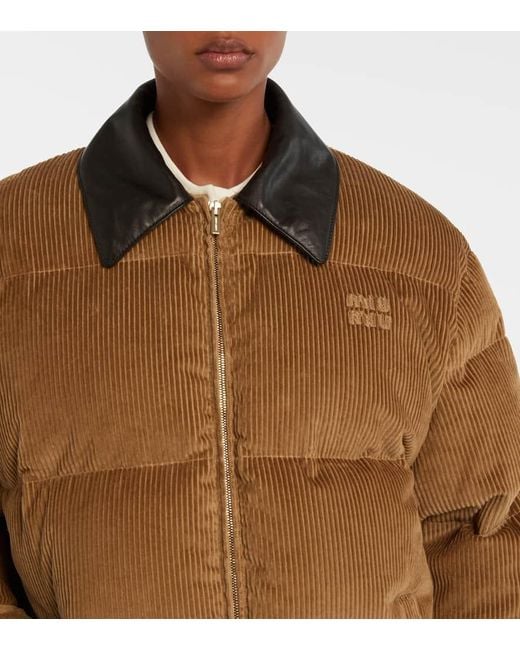 Miu Miu Brown Cotton Corduroy Down Jacket