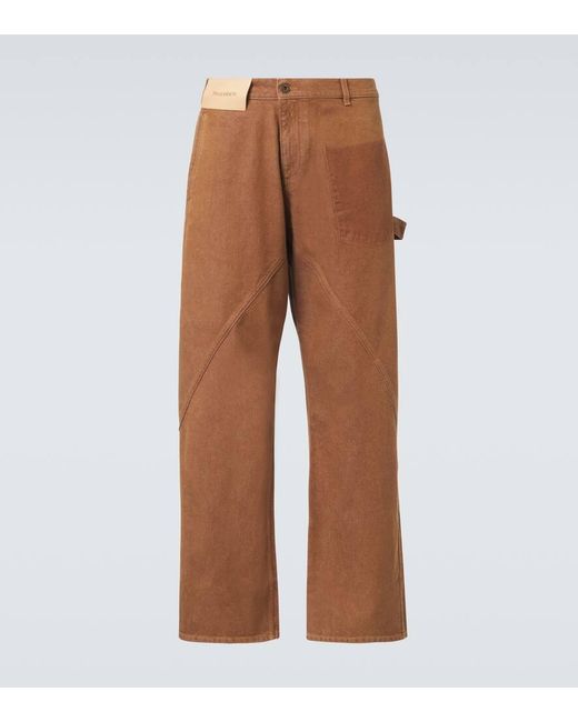 Jeans A Gamba Larga Twisted Workwear di J.W. Anderson in Brown da Uomo