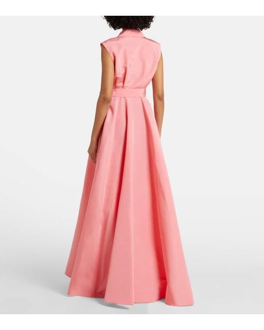 Carolina Herrera Pink Belted Silk Gown