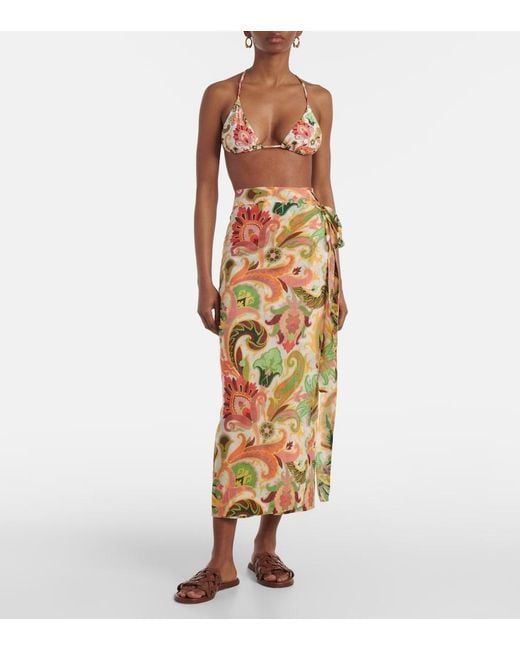 Etro Metallic Floral Cotton And Silk Beach Cover-Up