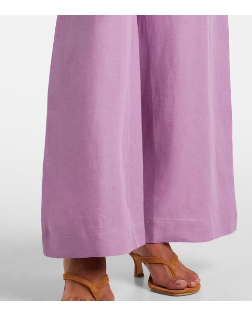 Eres Purple Select Linen Wide-Leg Pants
