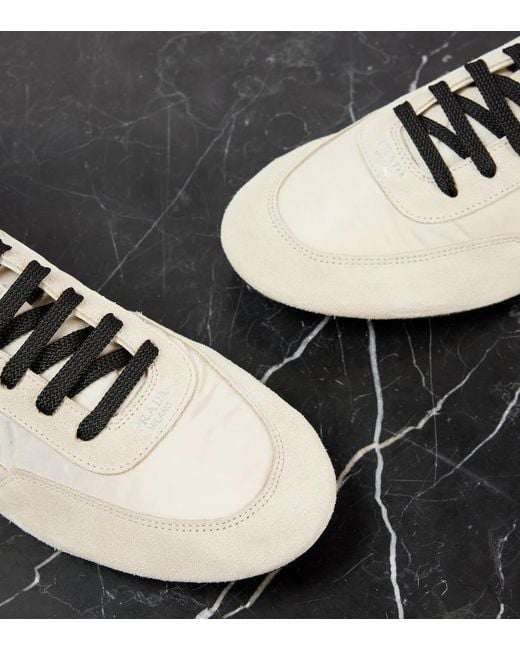 Prada White Collapse Re-Nylon Suede-Trimmed Sneakers