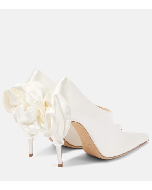 Magda Butrym White Floral-Applique Satin Pumps
