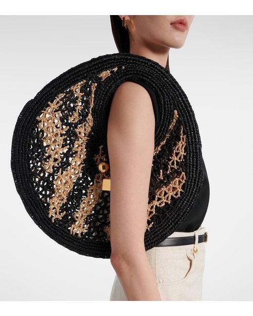 Jacquemus Black Spiaggia Small Raffia Shoulder Bag