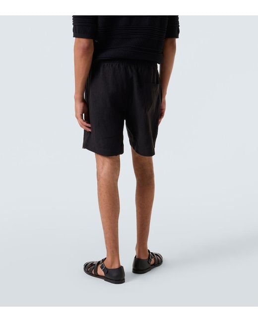 Commas Black Linen Shorts for men