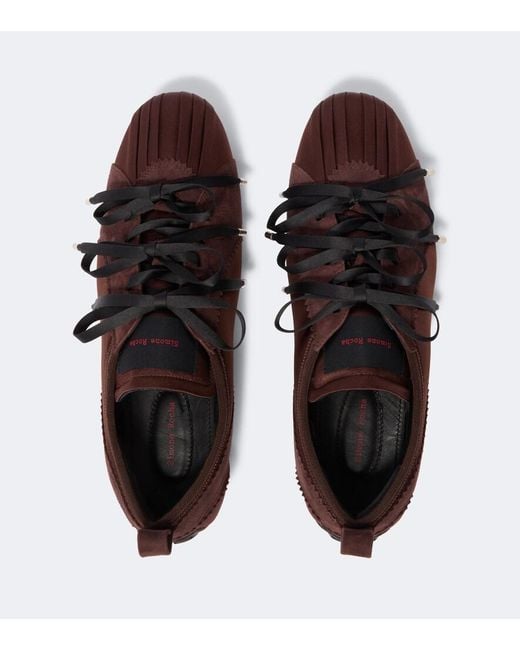 Simone Rocha Brown Ballerina Grip Suede-Trimmed Satin Sneakers for men