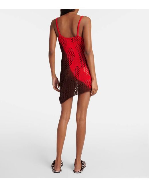 Vestido corto de croche de algodon The Attico de color Red