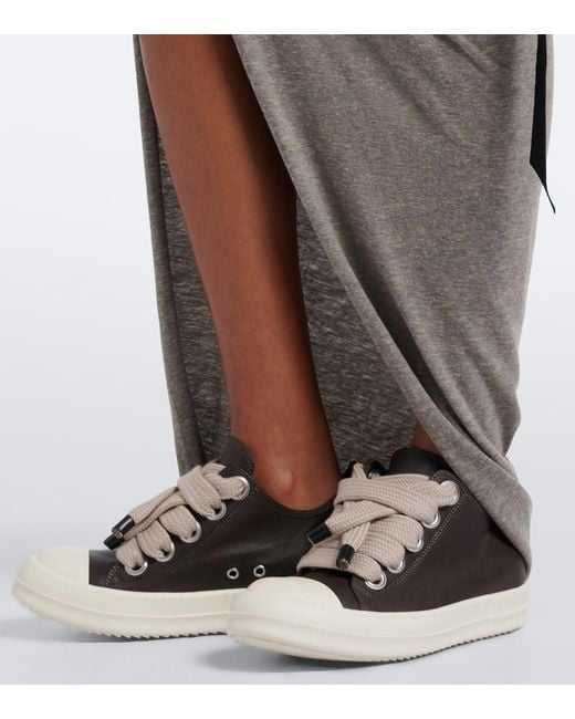 Rick Owens Brown Jumbolace Leather Sneakers
