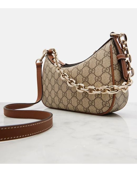 Gucci Gray Gg Emblem Small Canvas Shoulder Bag