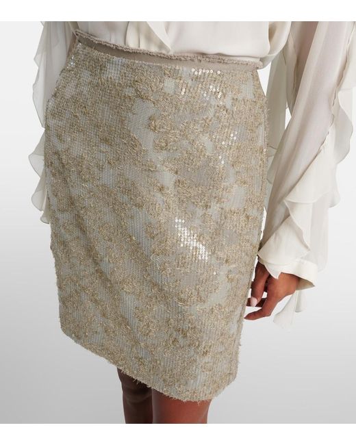 Dorothee Schumacher Natural Sequined Pencil Midi Skirt