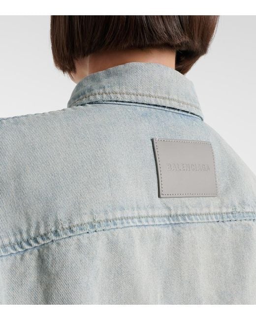 Balenciaga Blue Cropped Denim Shirt