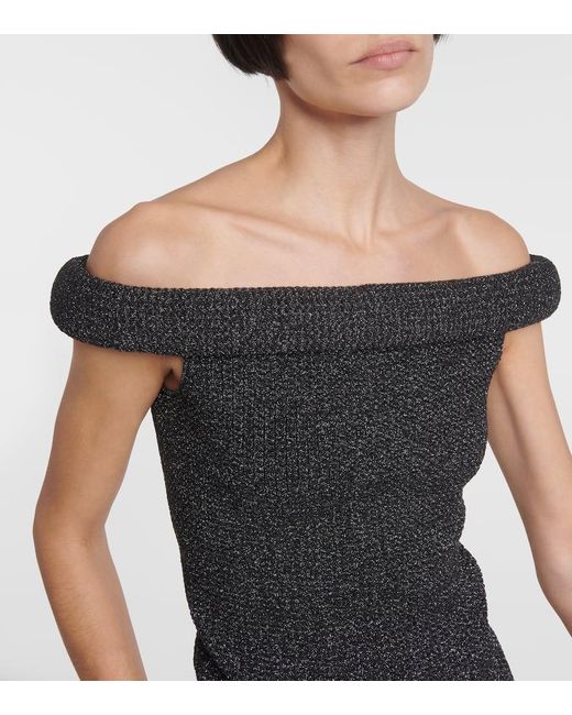 Totême  Black Knitted Off-shoulder Top