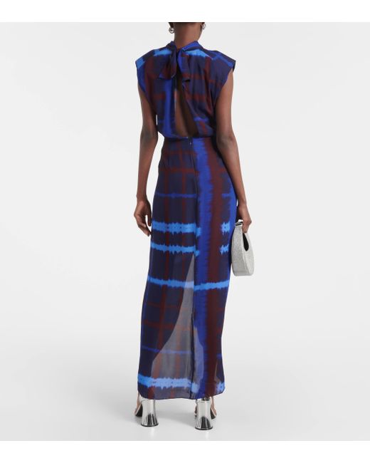 Johanna Ortiz Blue Cutout Silk Maxi Dress