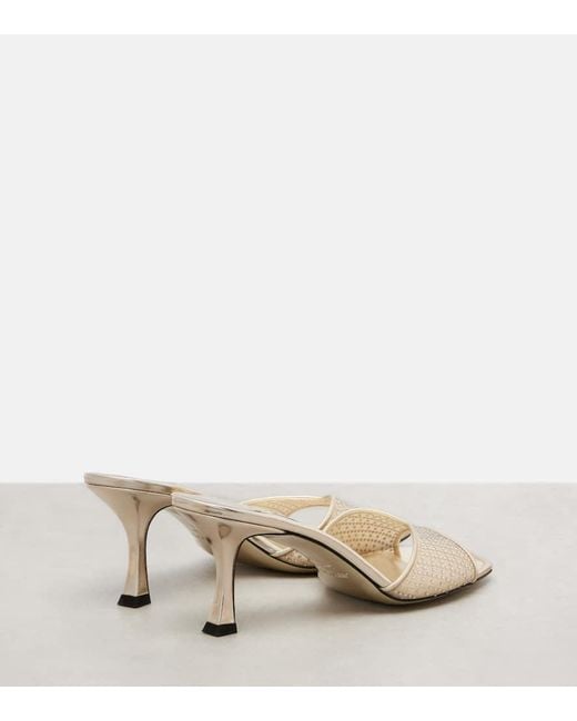 Jimmy Choo Natural Pantoletten Skye 70 Aus Mesh Mit Kristallen