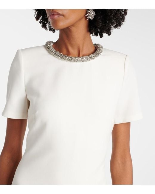 Roland Mouret White Embellished Crepe Gown