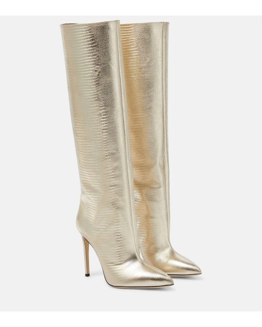 Paris Texas Natural Metallic Leather Knee-high Boots