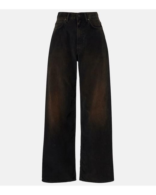 Jeans A Gamba Larga A Vita Media di Acne in Black