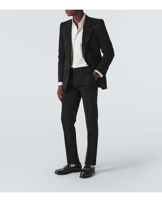 Gucci Black Gg Cotton Viscose Formal Jacket for men