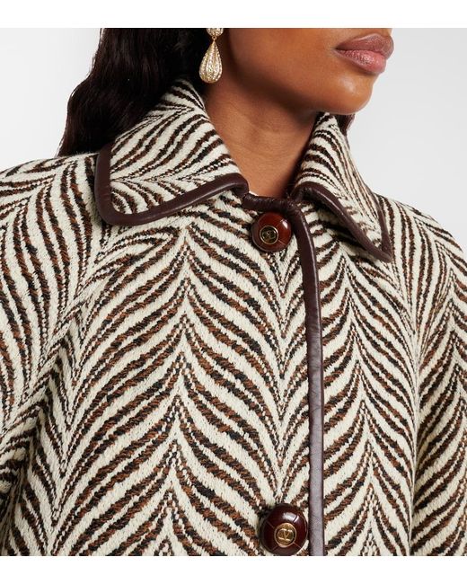 Valentino Brown Vgold Wool And Cashmere Coat