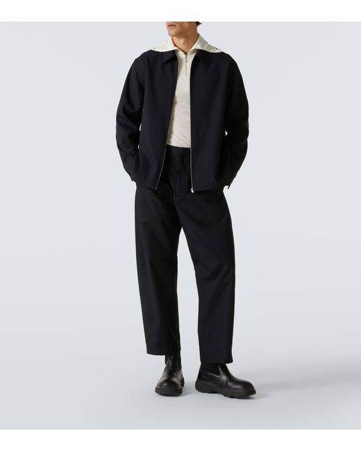 Jil Sander Blue Cotton Barrel-Leg Pants for men